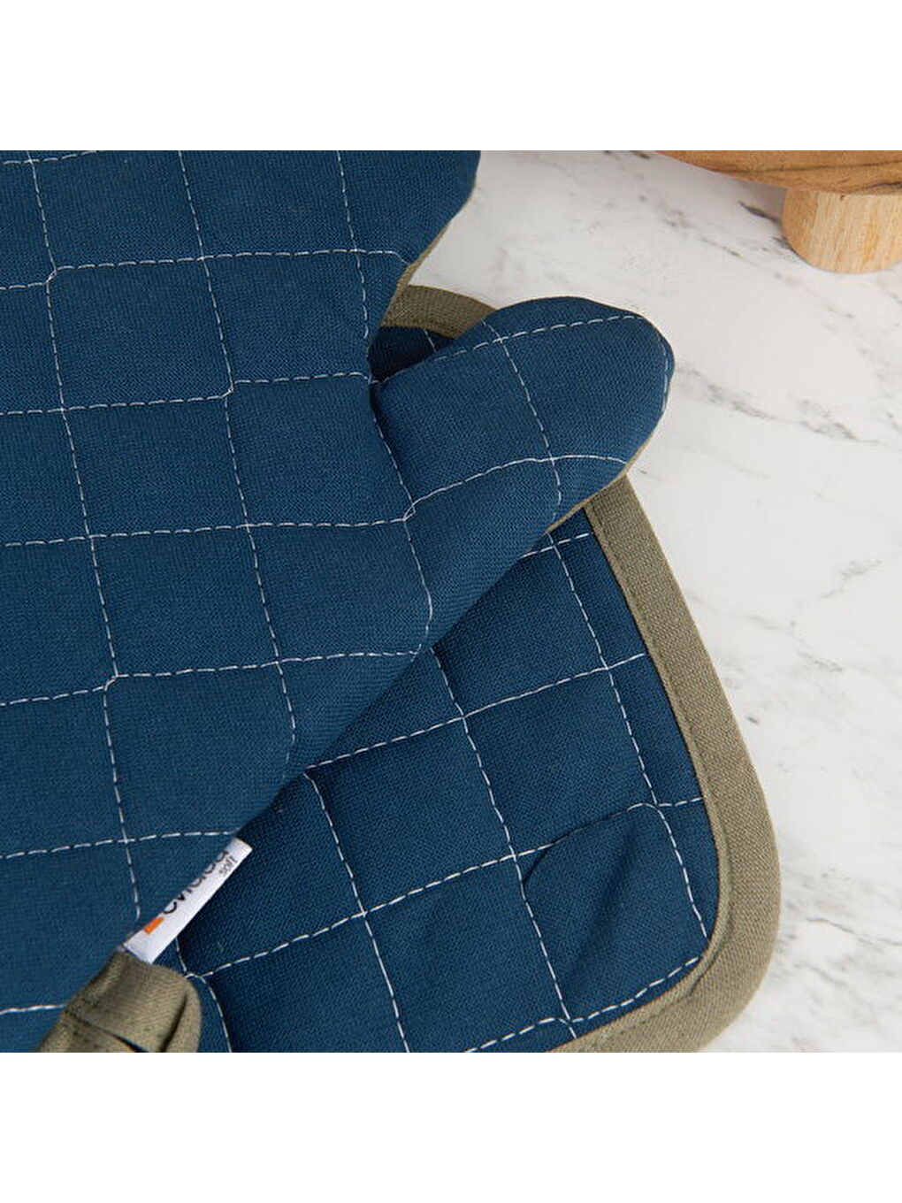 Soft Fırın Eldiven Tutaç Seti - Yeşil / Lacivert-3