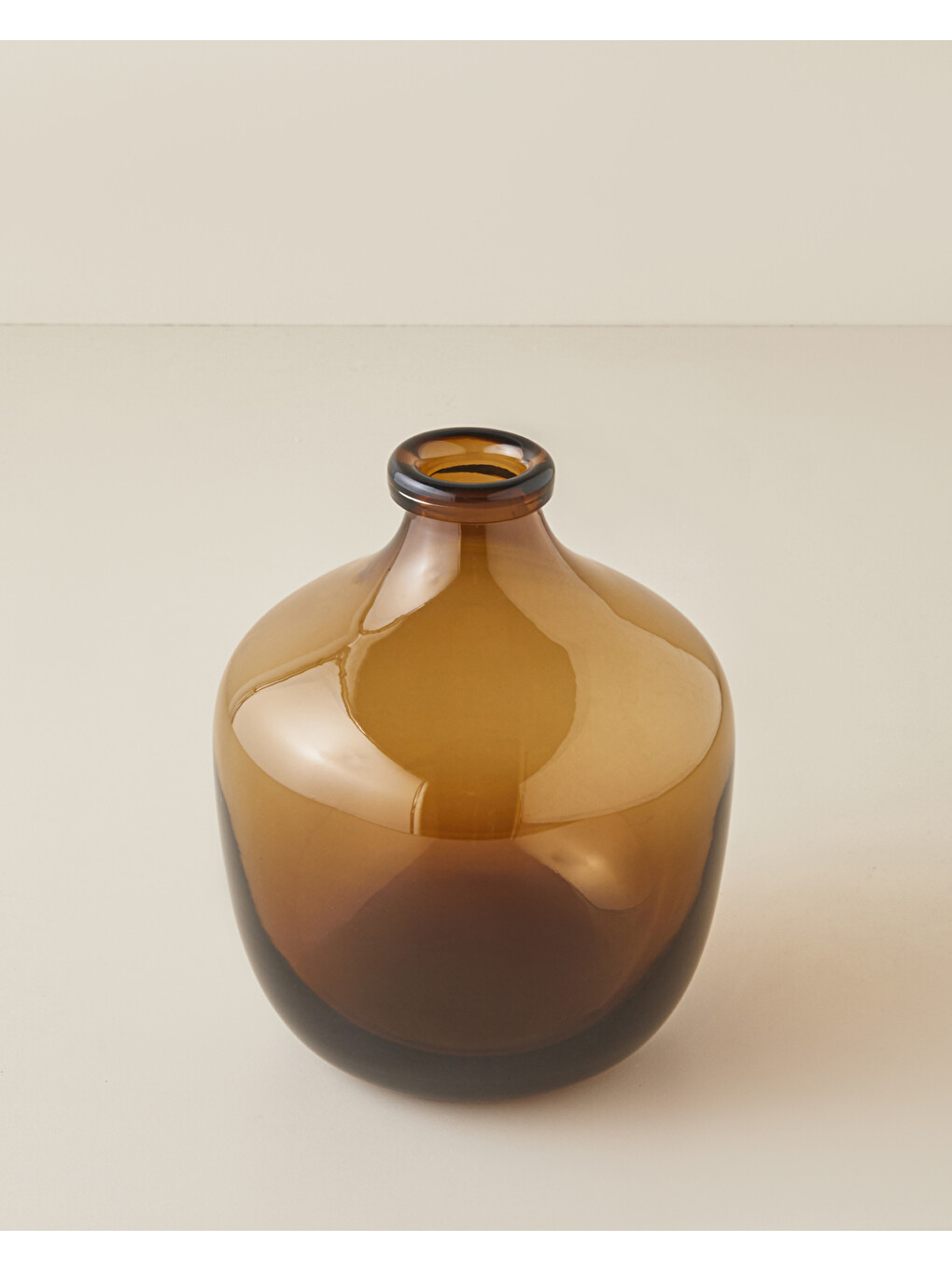 Sarı Lara Cam Vazo 17x17x22 Cm Amber-1