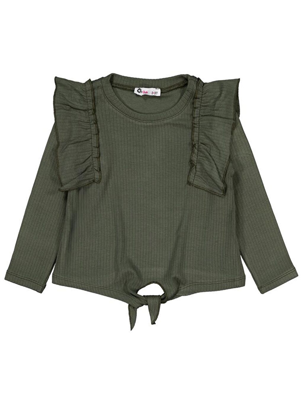 Haki Girls Omuz Fırfırlı 2-5 Yaş Sweatshirt-1