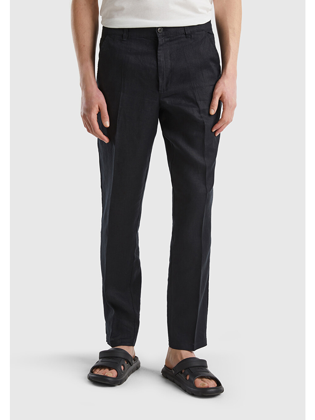Siyah %100 Keten Erkek Pantolon