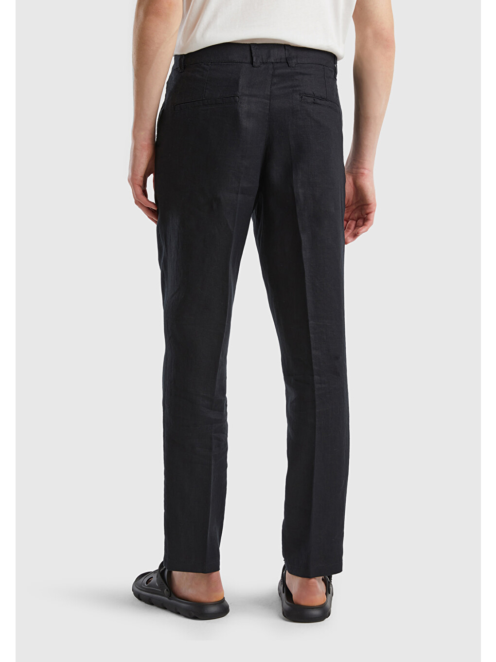 Siyah %100 Keten Erkek Pantolon-2