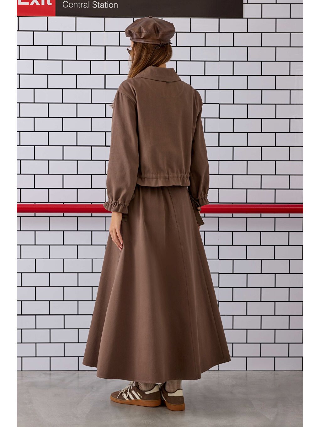 Kahverengi Parçalı Helen Etek Tozlu Kahve-2