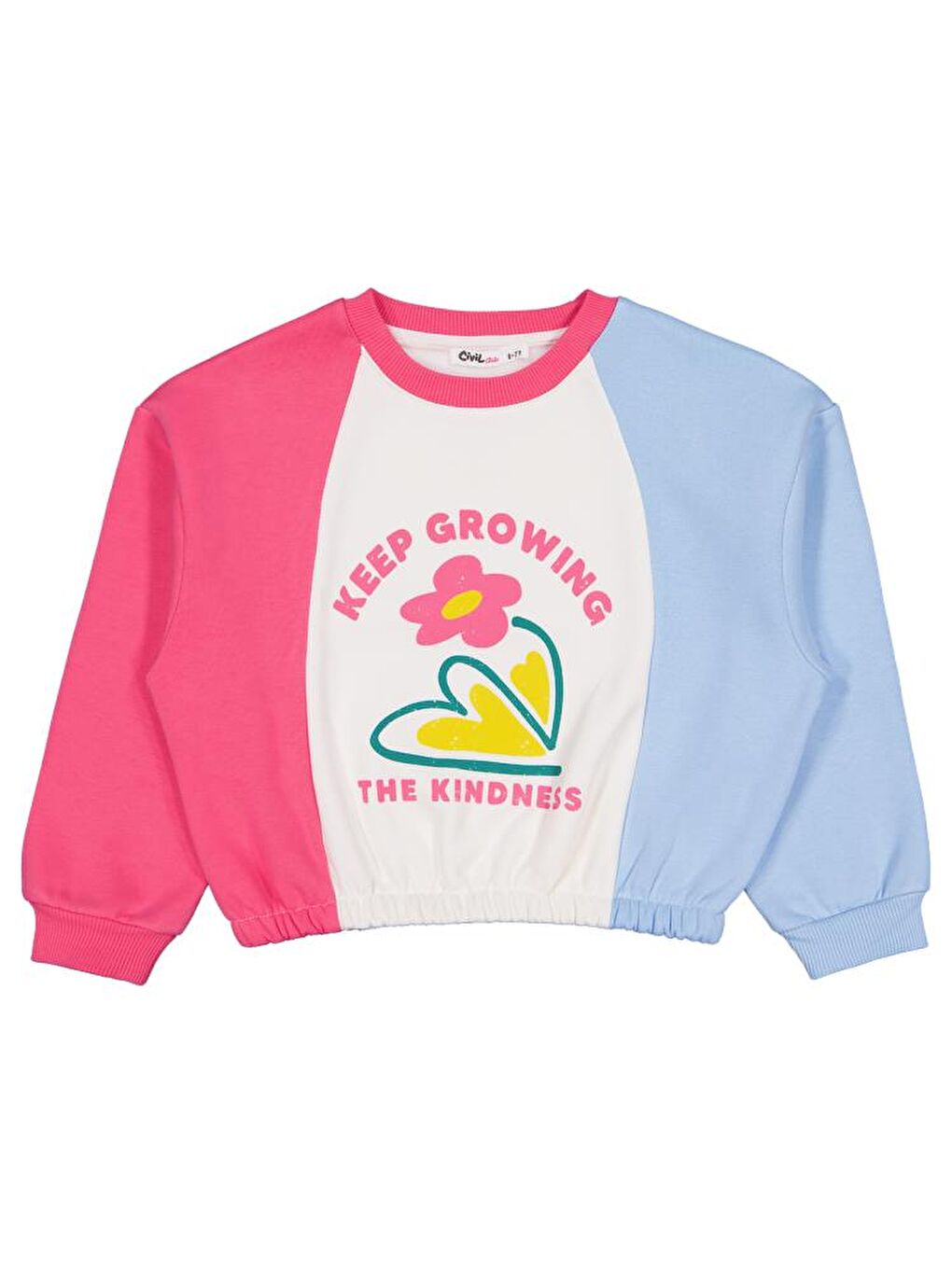 Ekru Girls Keep Growing Baskılı 6-9 Yaş Sweatshirt-1