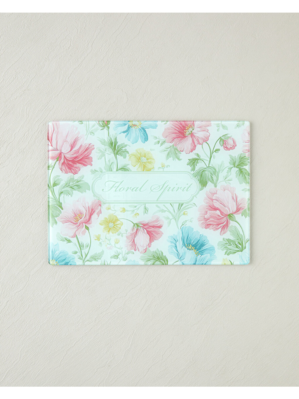 Floral Spirit Cam Kesme Tahtası 25x35 Cm Pembe - Mavi