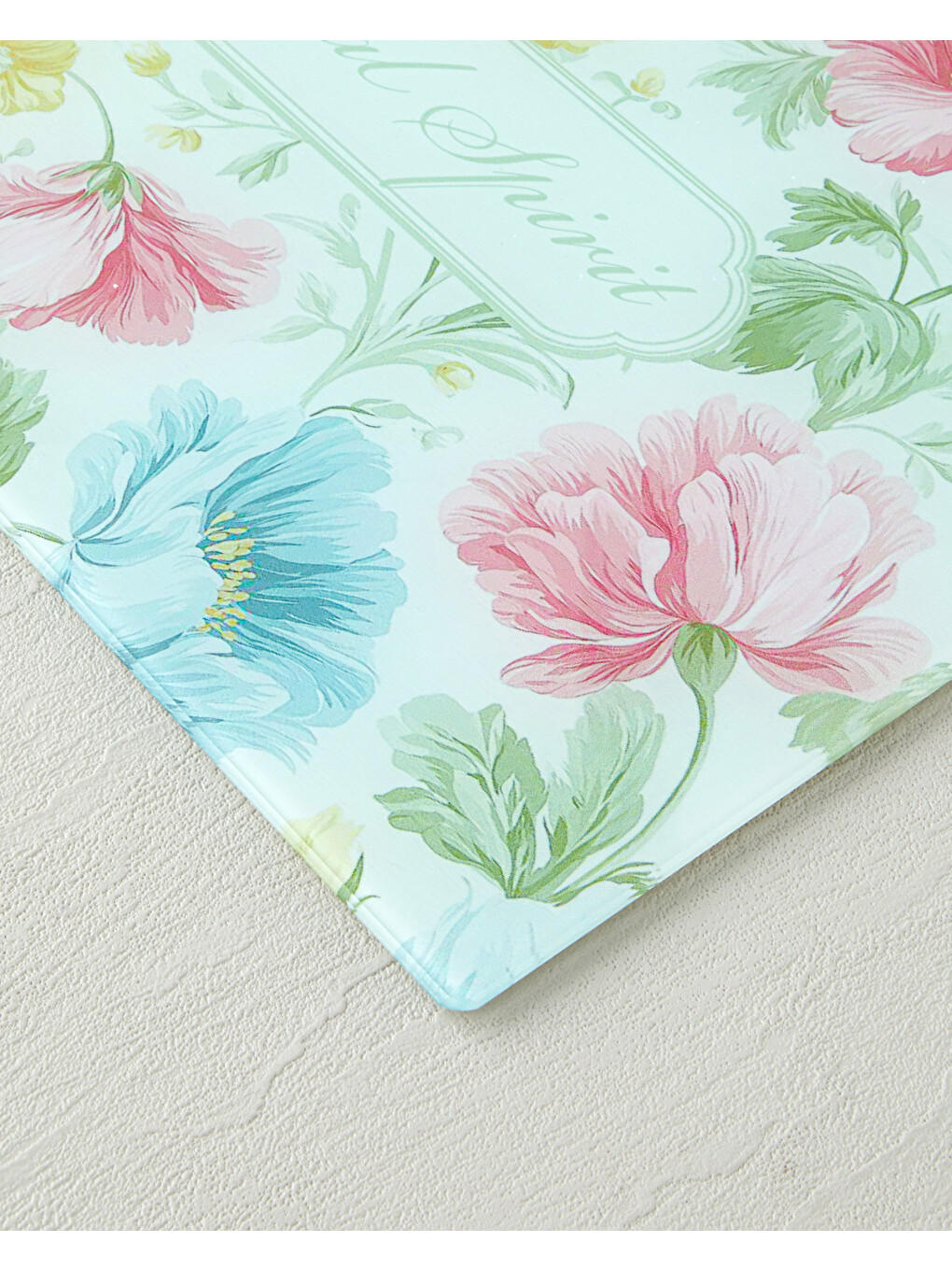 Floral Spirit Cam Kesme Tahtası 25x35 Cm Pembe - Mavi-1