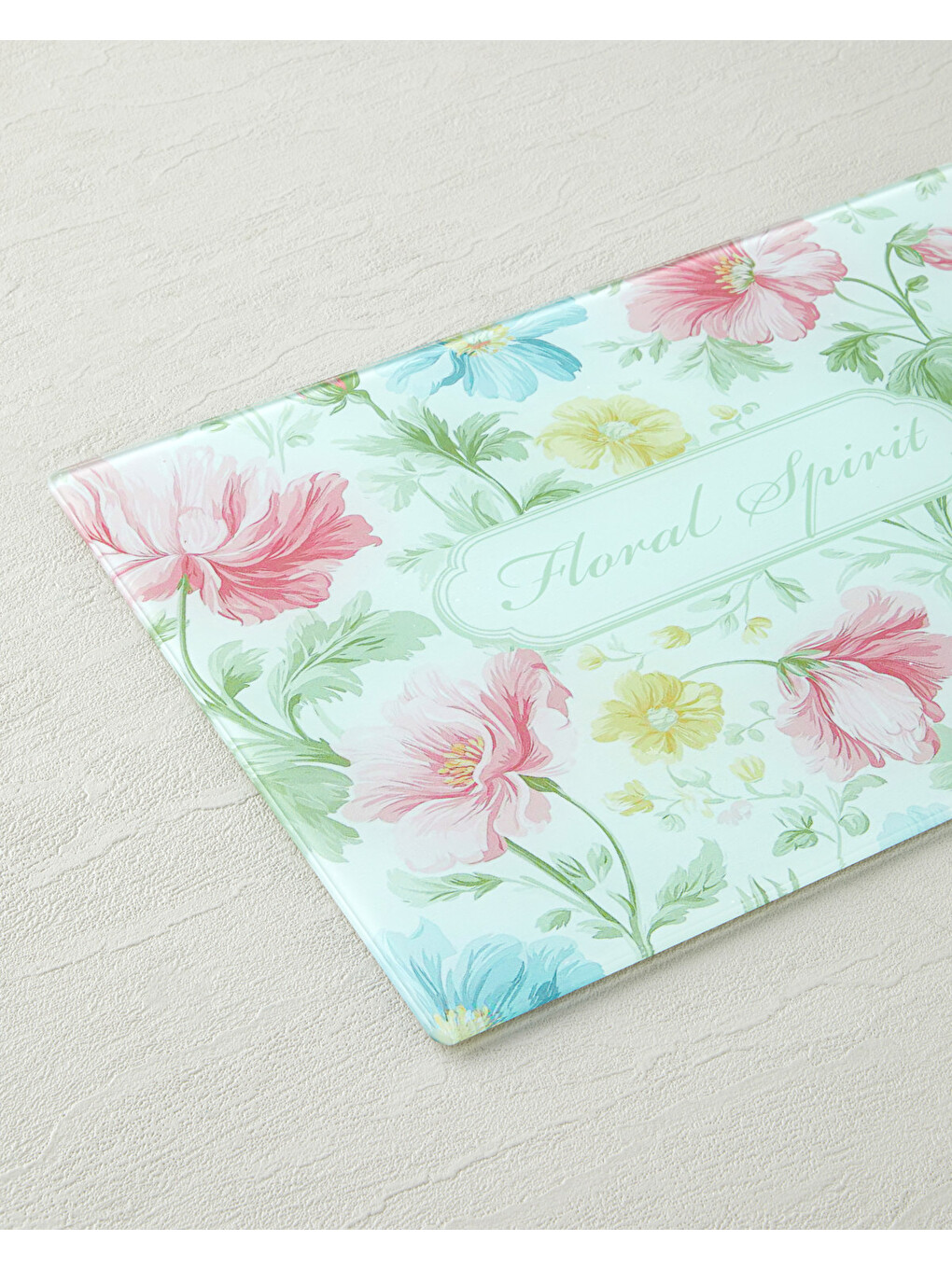 Floral Spirit Cam Kesme Tahtası 25x35 Cm Pembe - Mavi-2