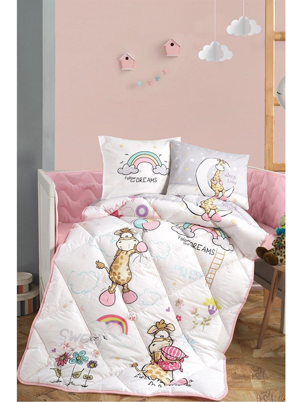 Pembe Clasy Ranforce 100% Pamuk Bebek Uyku Seti