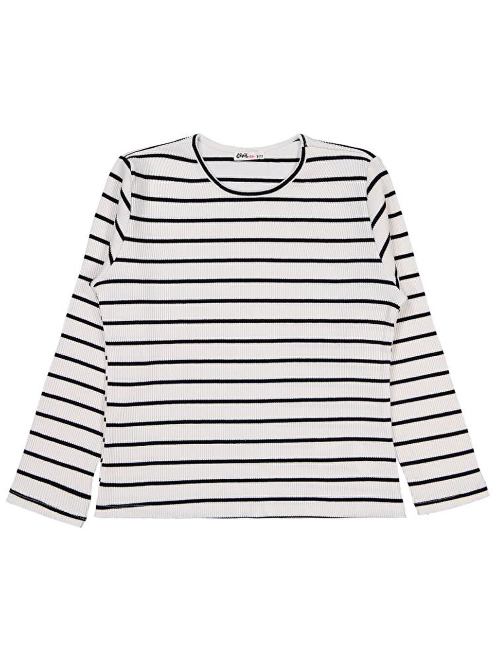 Ekru Girls Kalın Çizgili 10-13 Yaş Sweatshirt-1