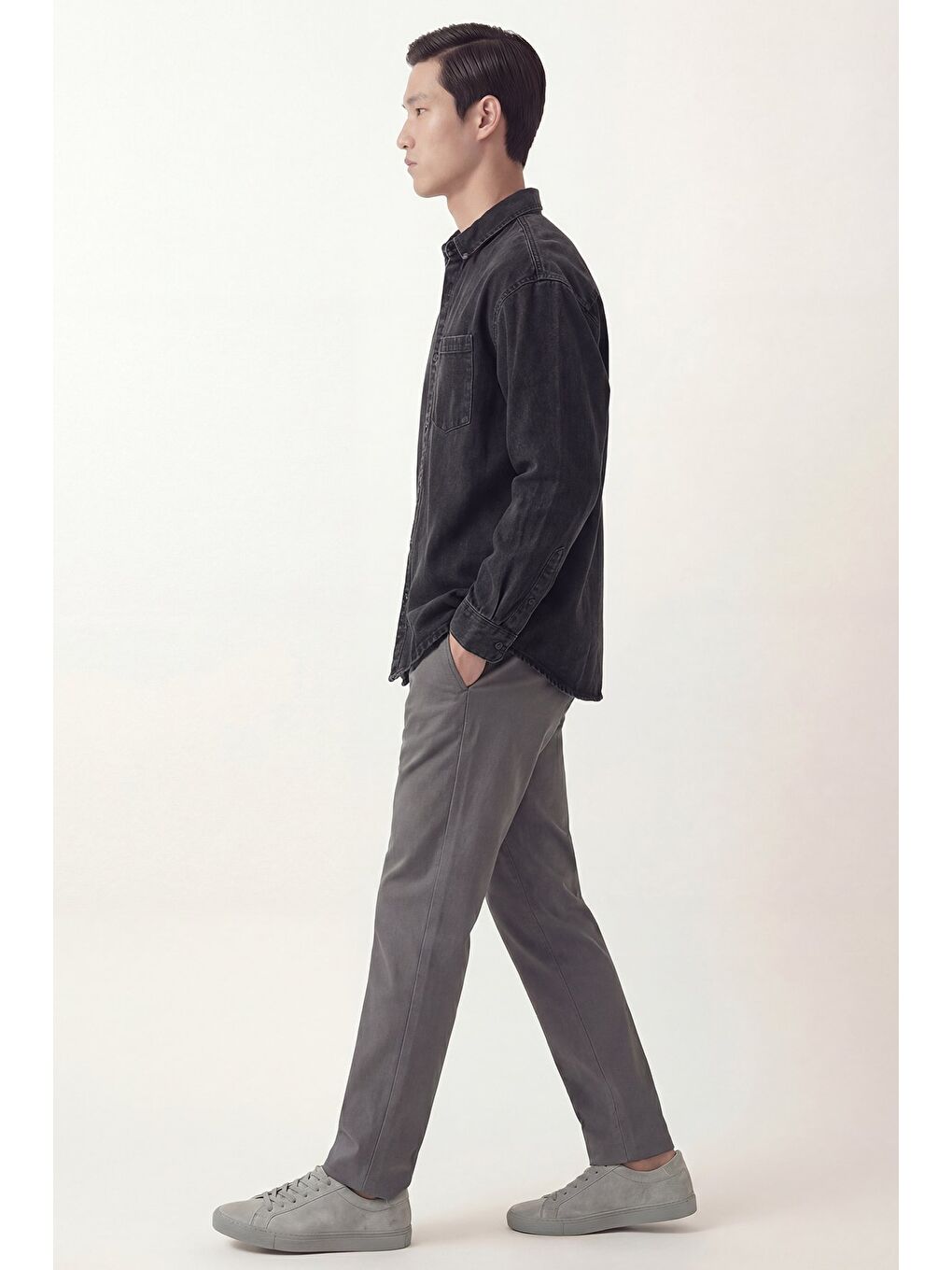 Antrasit Oversize Pamuk Denim Ceket Gömlek-2