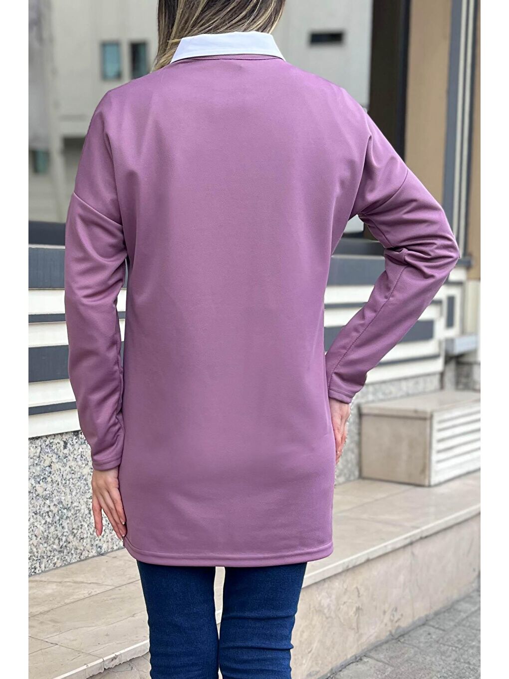 Bisiklet Yaka Kadın Lila Tunik - 11414-5