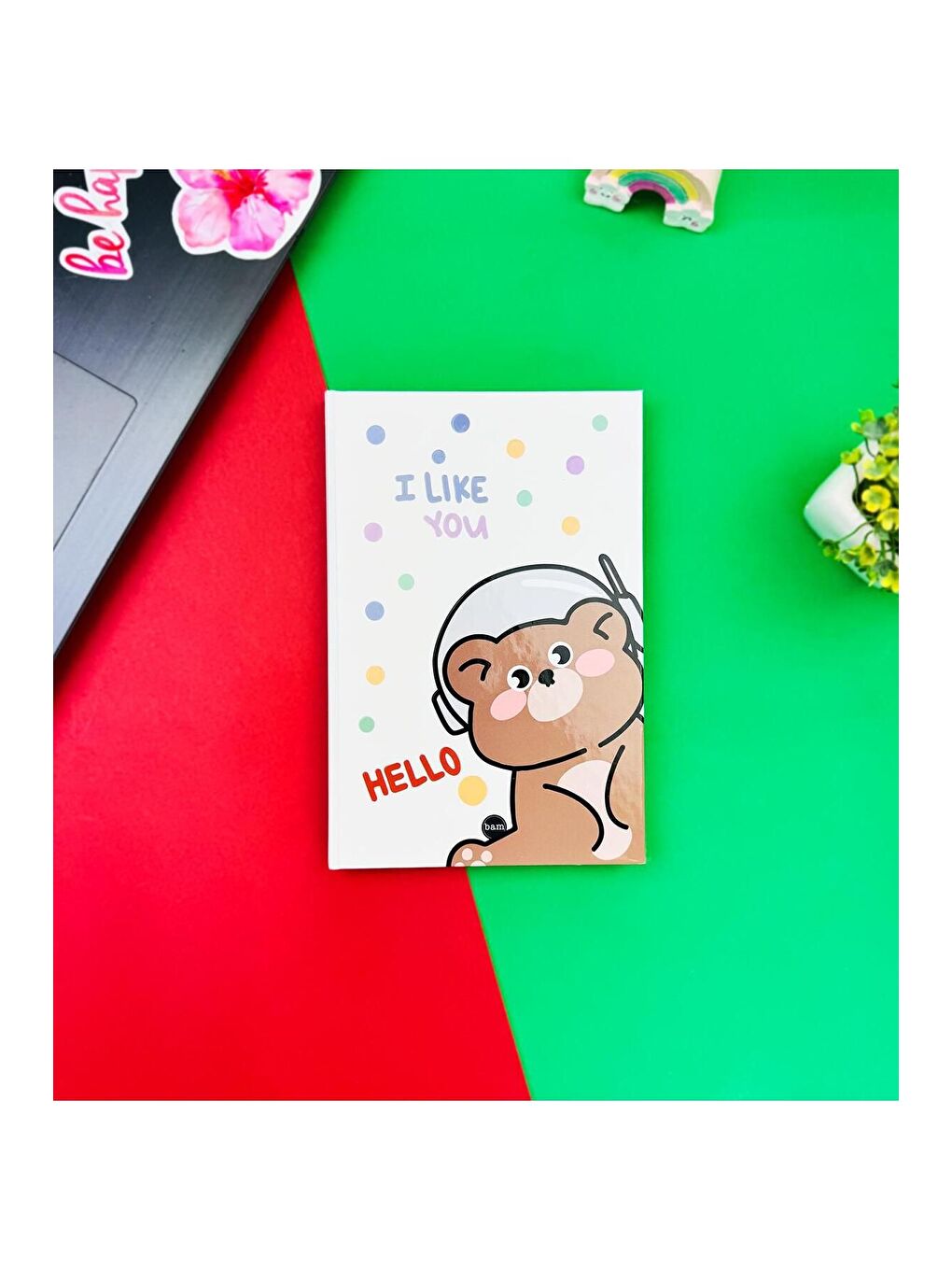 BAM HEDİYELİK EŞYA Hello Bear Tasarımlı Lastikli Defter