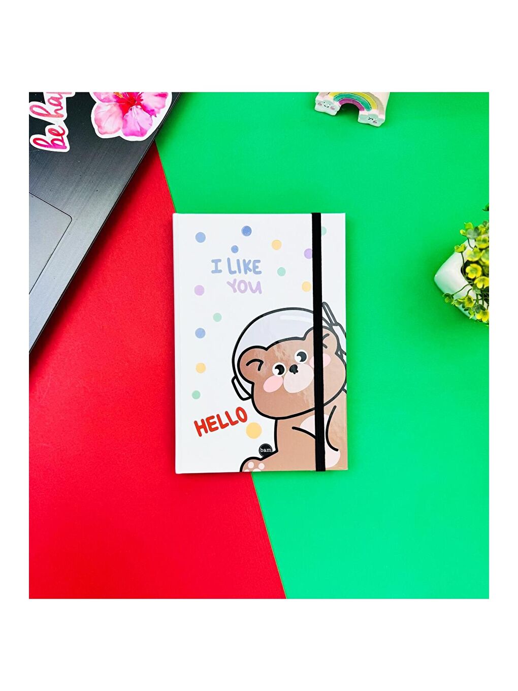 BAM HEDİYELİK EŞYA Hello Bear Tasarımlı Lastikli Defter - 1