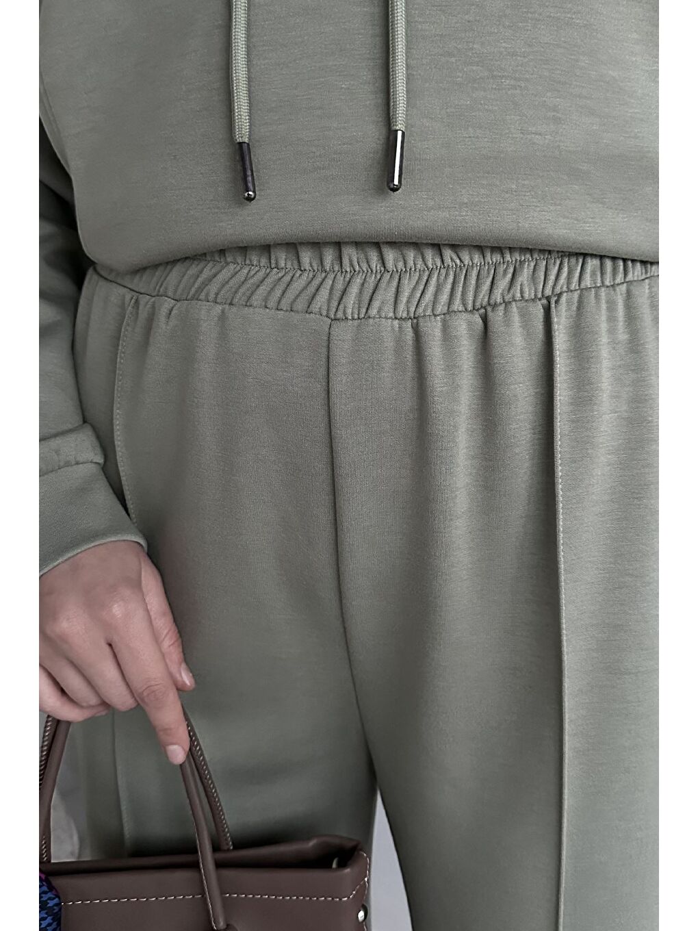 Haki Kapüşonlu Tunik Pantolon Tesettür İkili Takım-6