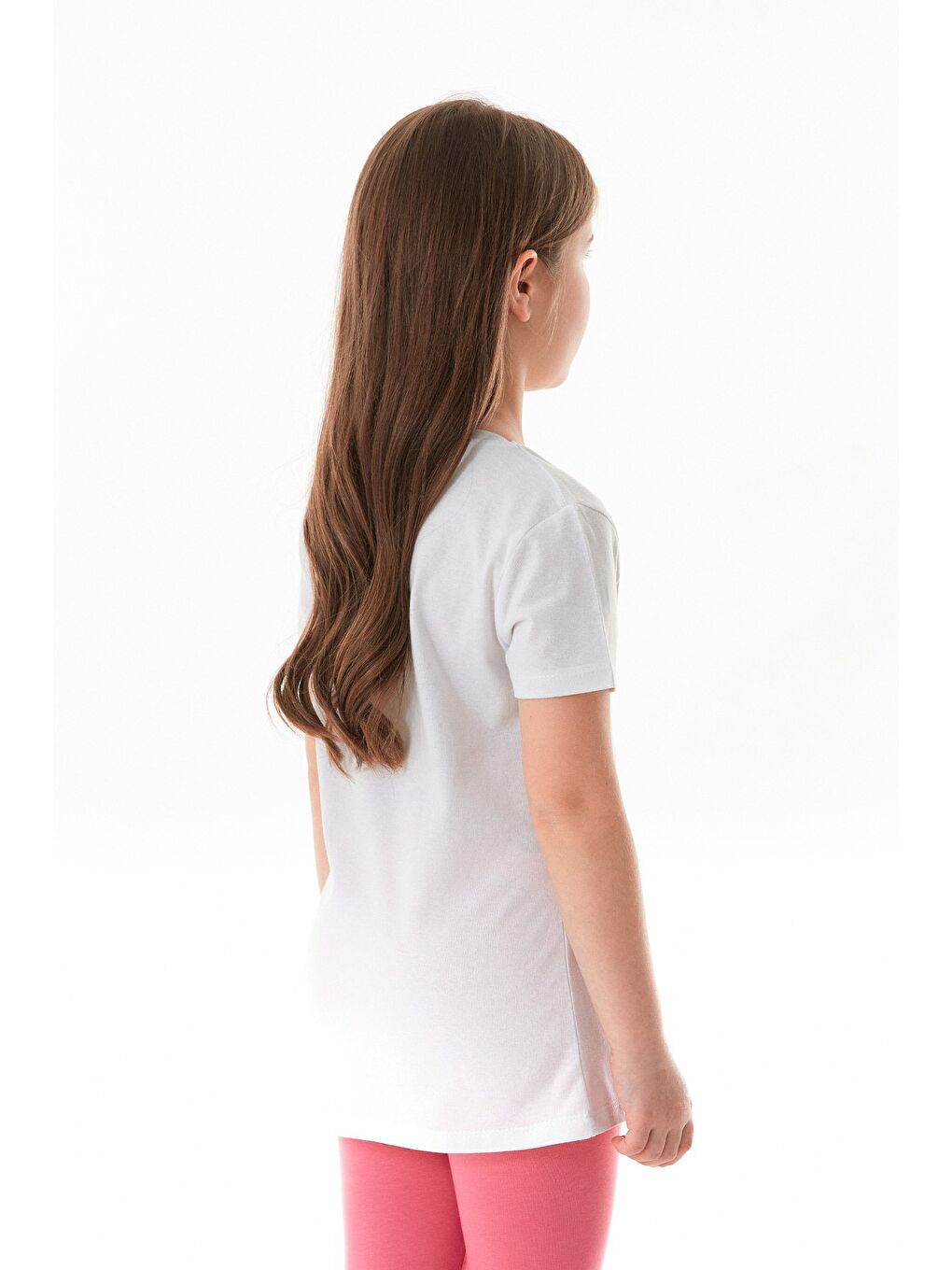 Beyaz %100 Pamuk Boston Yazı Baskılı Kız Çocuk Tişört-4