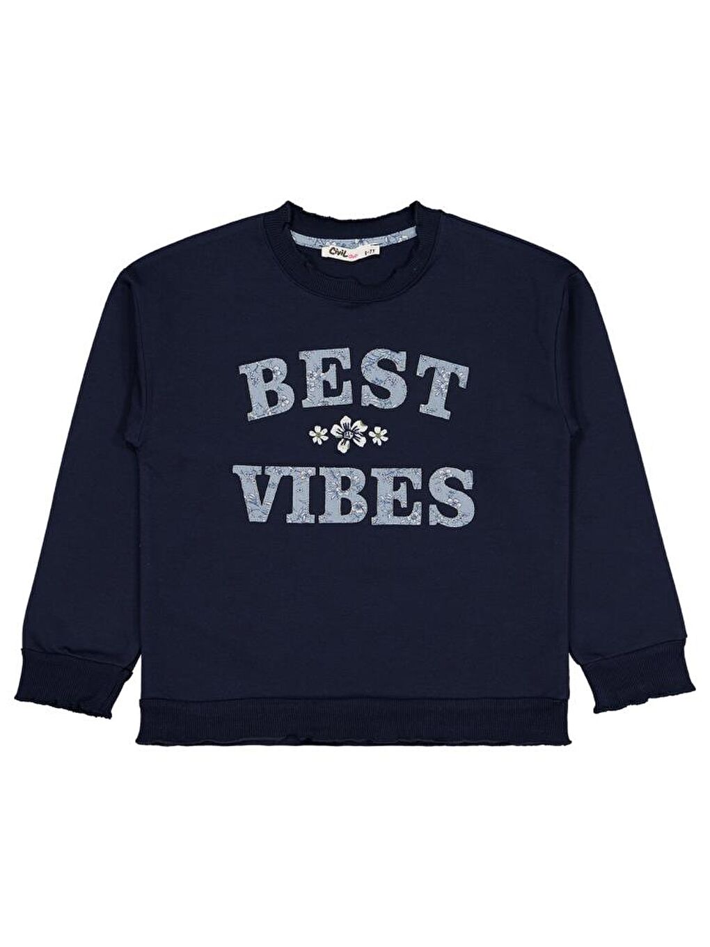 Lacivert Girls Best Vibes Nakışlı 6-9 Yaş Sweatshirt