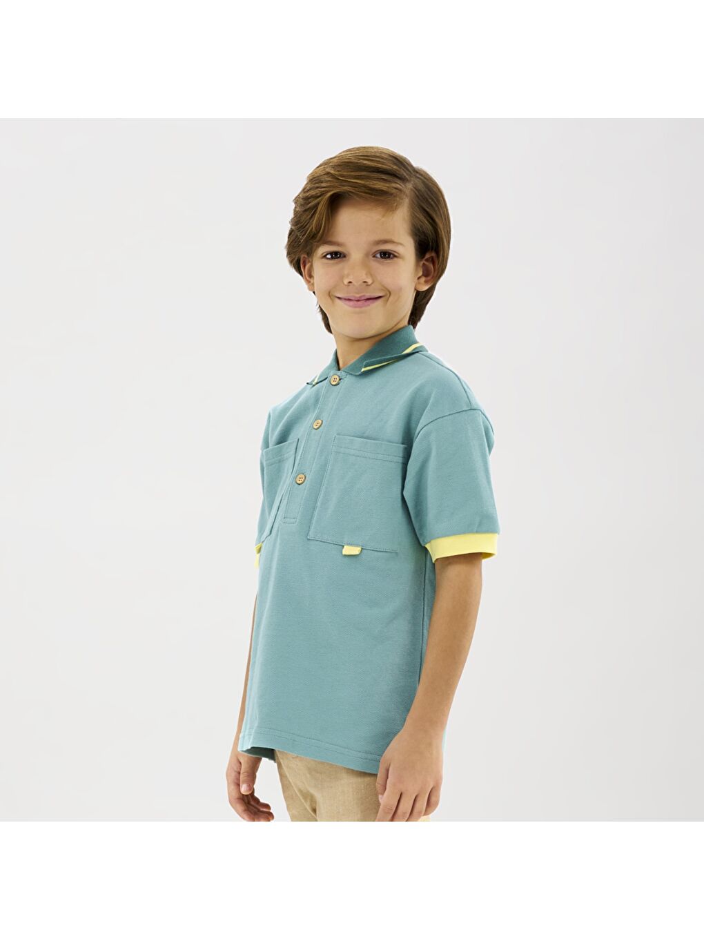 Yeşil Erkek Çocuk Pike Tişört-1