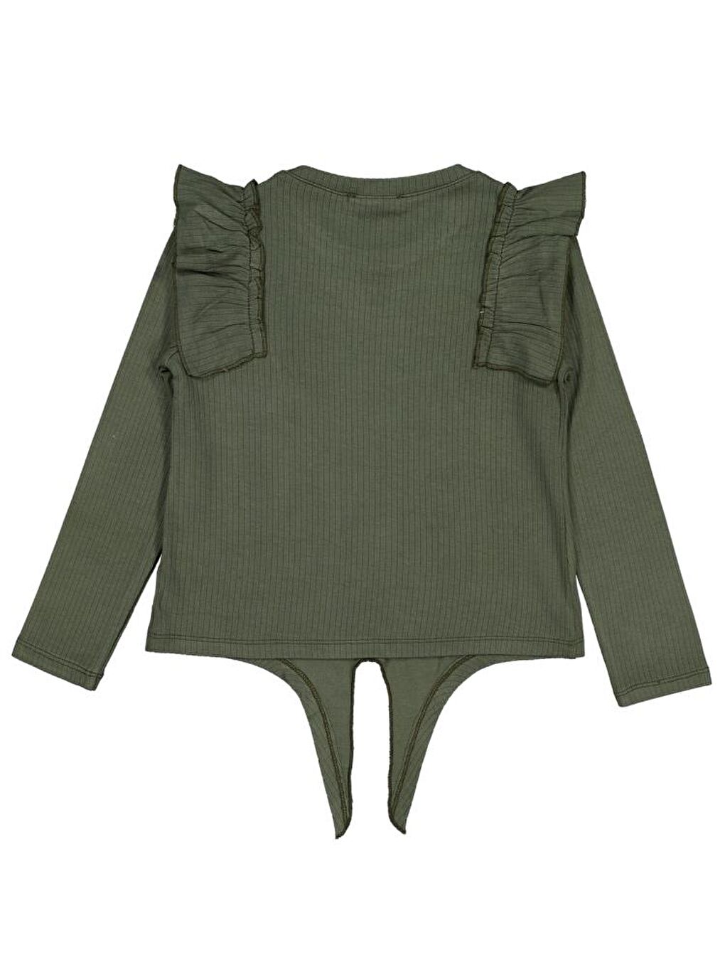 Haki Girls Omuz Fırfırlı 6-9 Yaş Sweatshirt