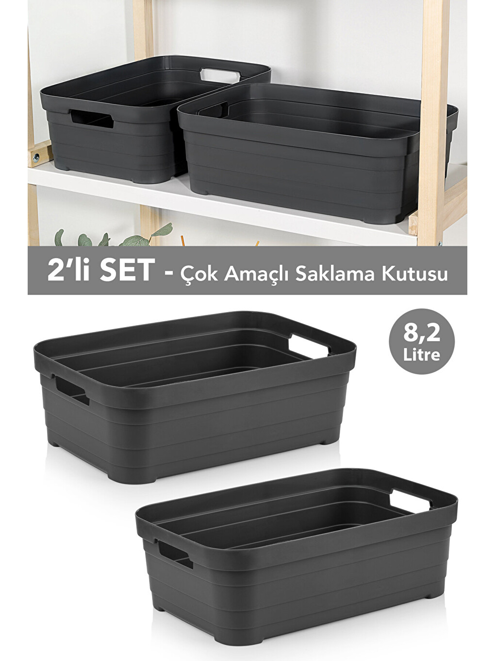 Gri 2 Adet Dekoratif Piramit Saklama Kutusu