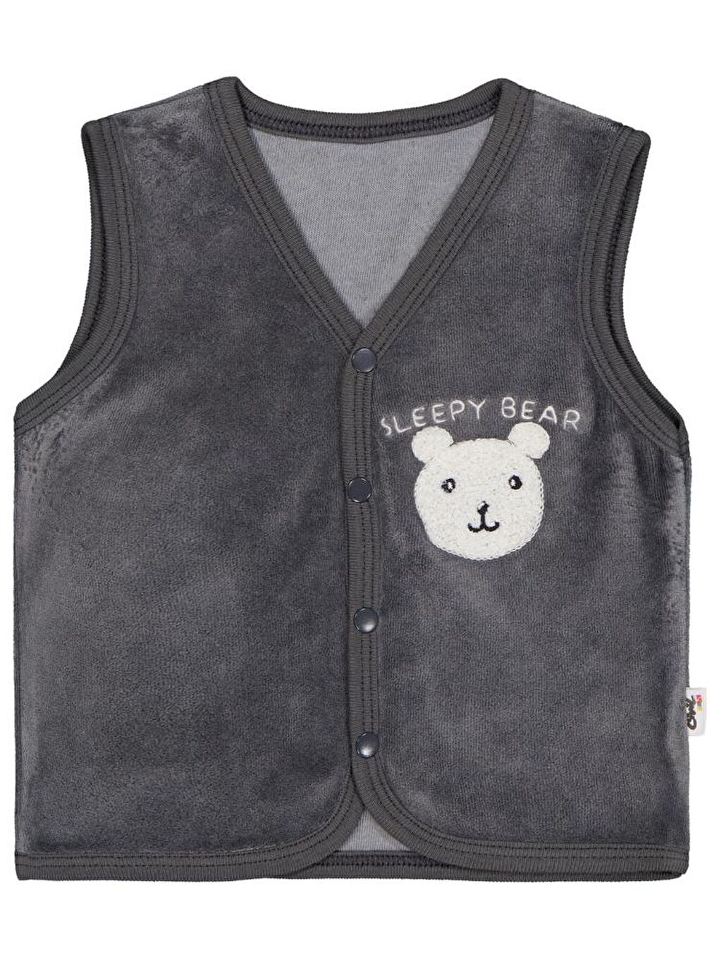 Gri Baby Ayıcık Nakışlı 6-18 Ay Yelek