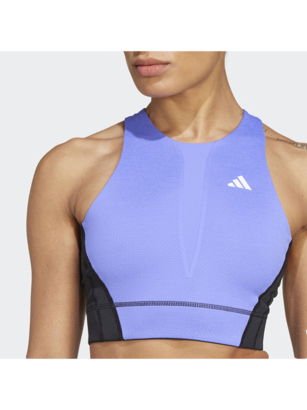 Adidas Crop Top Pro Kadın Mavi Yuvarlak Yaka Atlet - 3