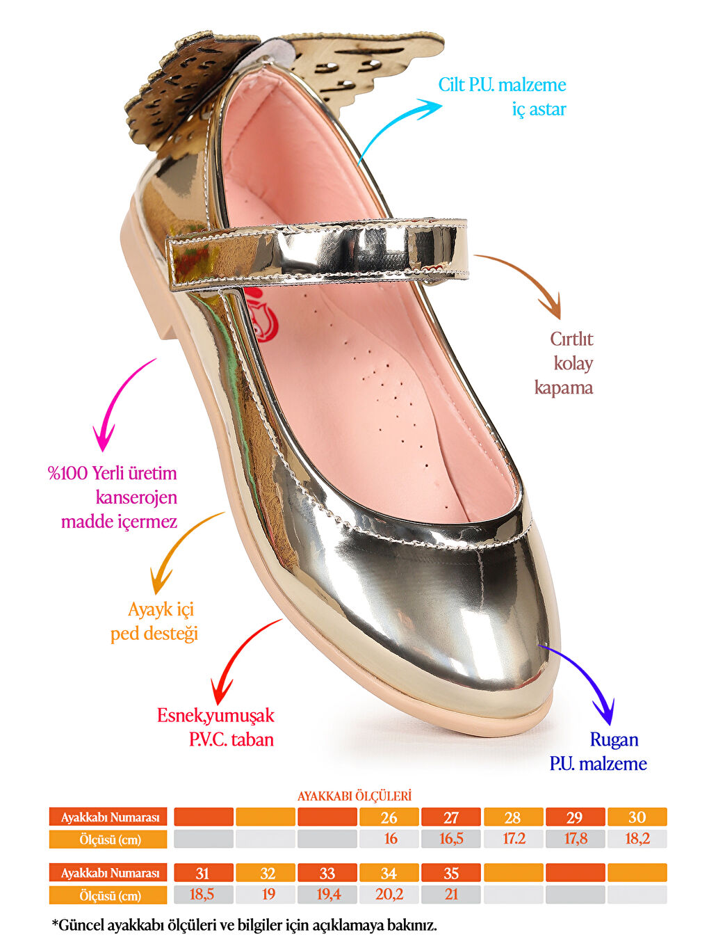 Sarı Friga Ayna Kelebek Cırtlı Kız Çocuk Babet Ayakkabı-1