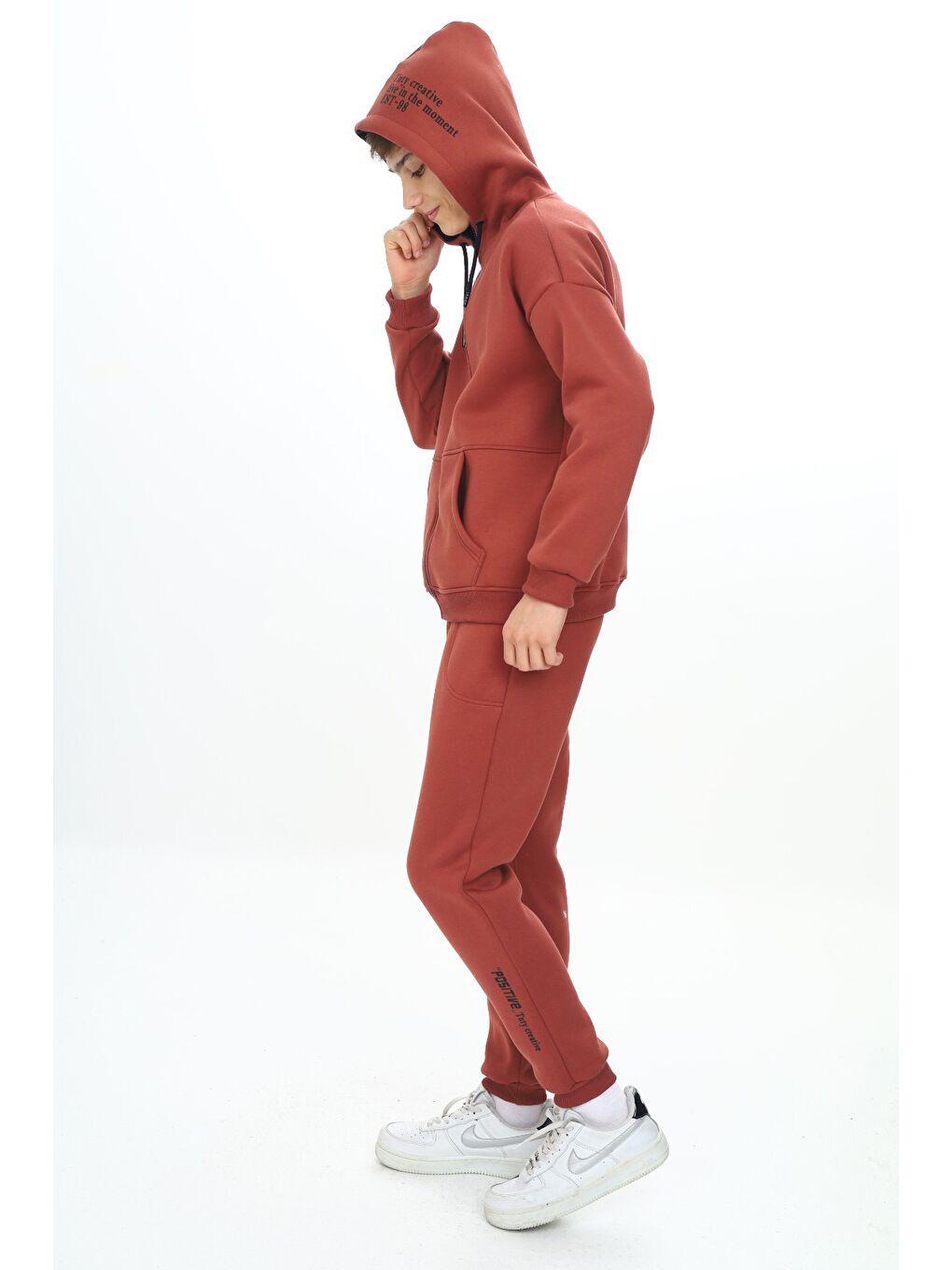 Kahverengi Erkek Çocuk Kapüşonlu Eşofman Takım-6