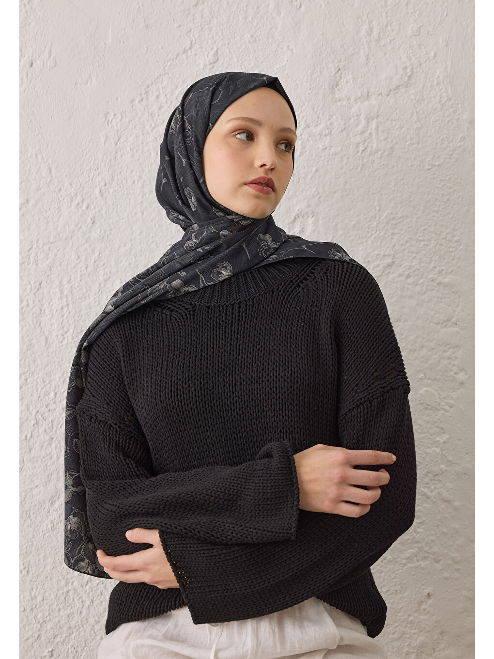 Ruby Desen Şal Siyah-3