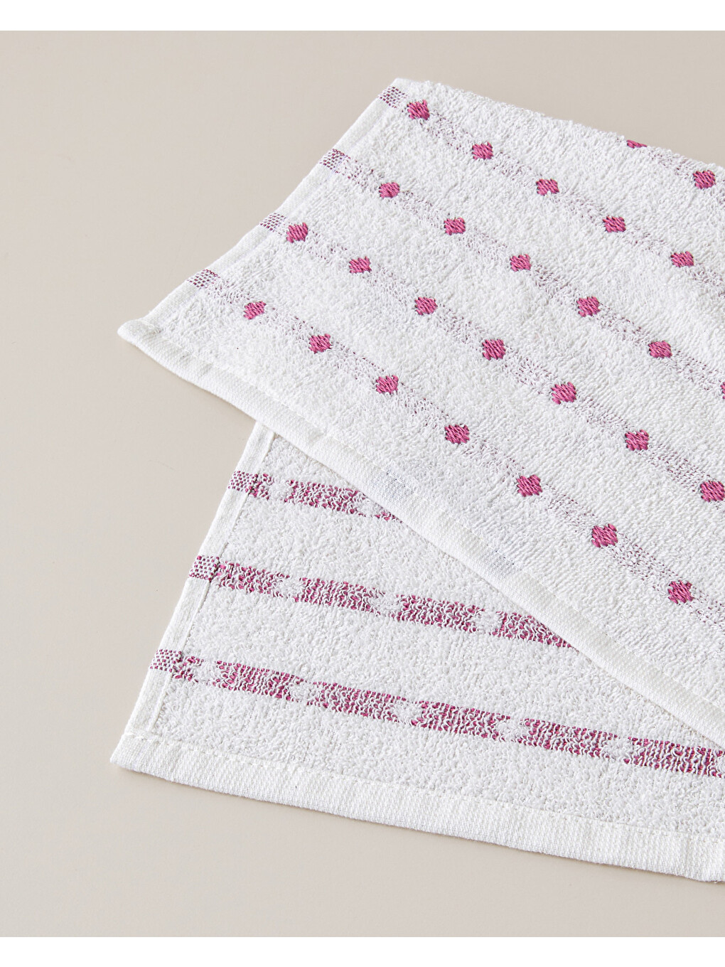 Pembe Soft Dot Pamuk Kurulama Bezi 30x50 Cm Pudra-1