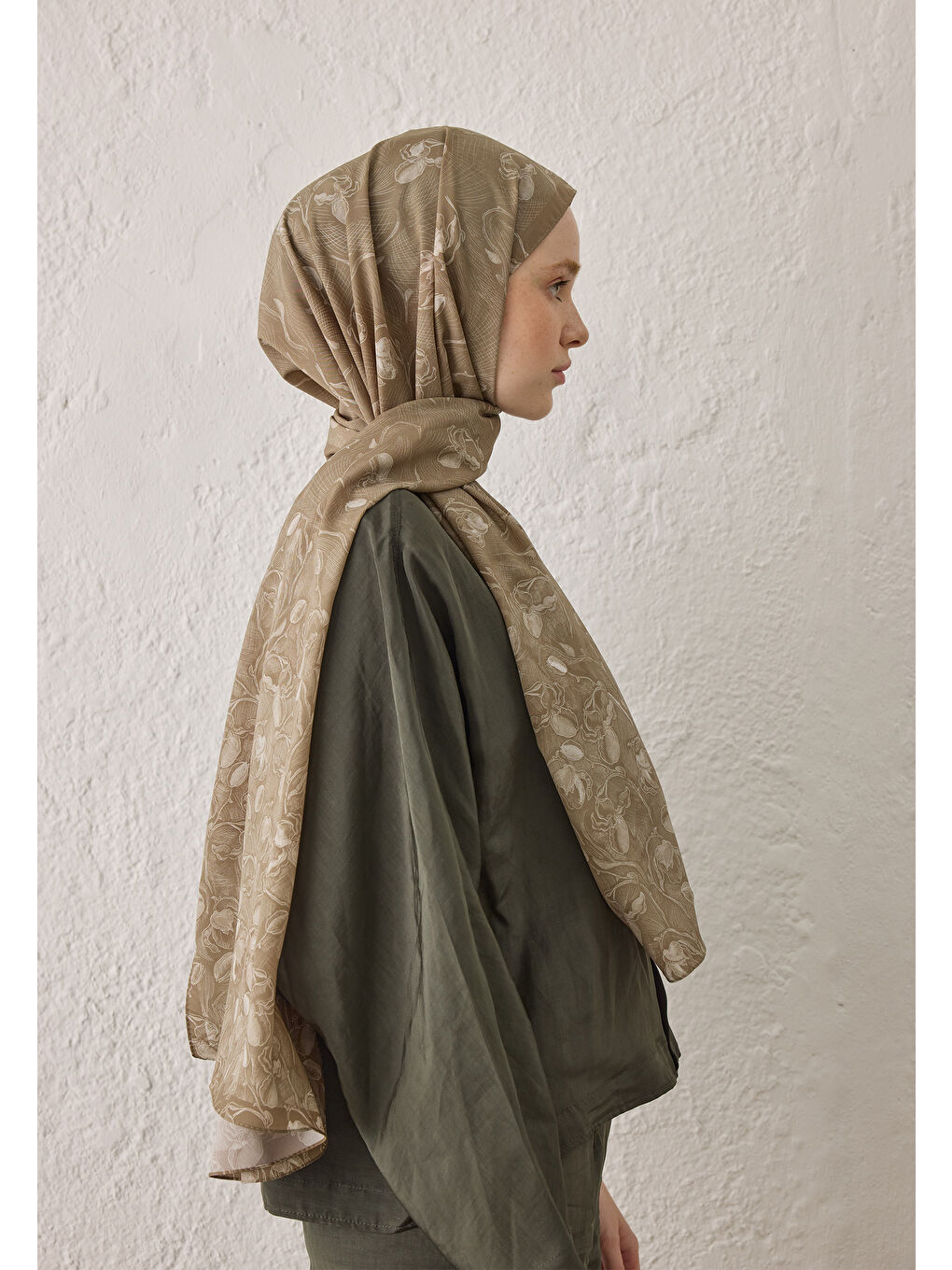 Bej Ruby Desen Şal Nude-3