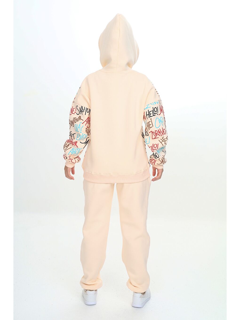 Ekru Kız Çocuk Kapüşonlu Eşofman Takım-7