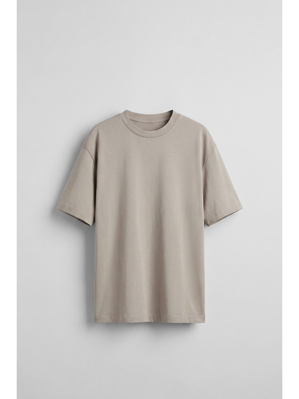 Erkek Oversize Basic Yumuşak Dokulu Rahat T-Shirt Bej