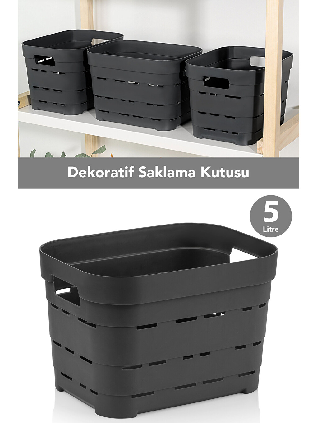 Gri Delikli Dekoratif Piramit Saklama Kutusu