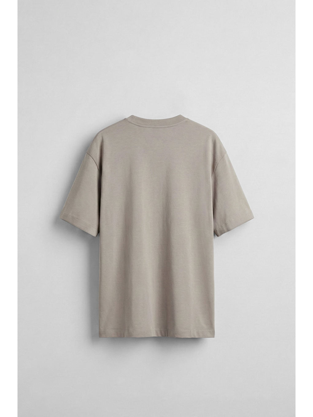 Erkek Oversize Basic Yumuşak Dokulu Rahat T-Shirt Bej-1