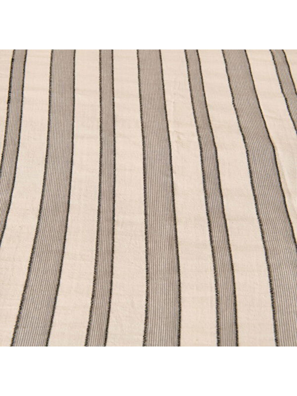 Siyah Soft Rene İpliği Boyalı Çift Kişilik Nevresim Takımı - Krem / Antrasit-2