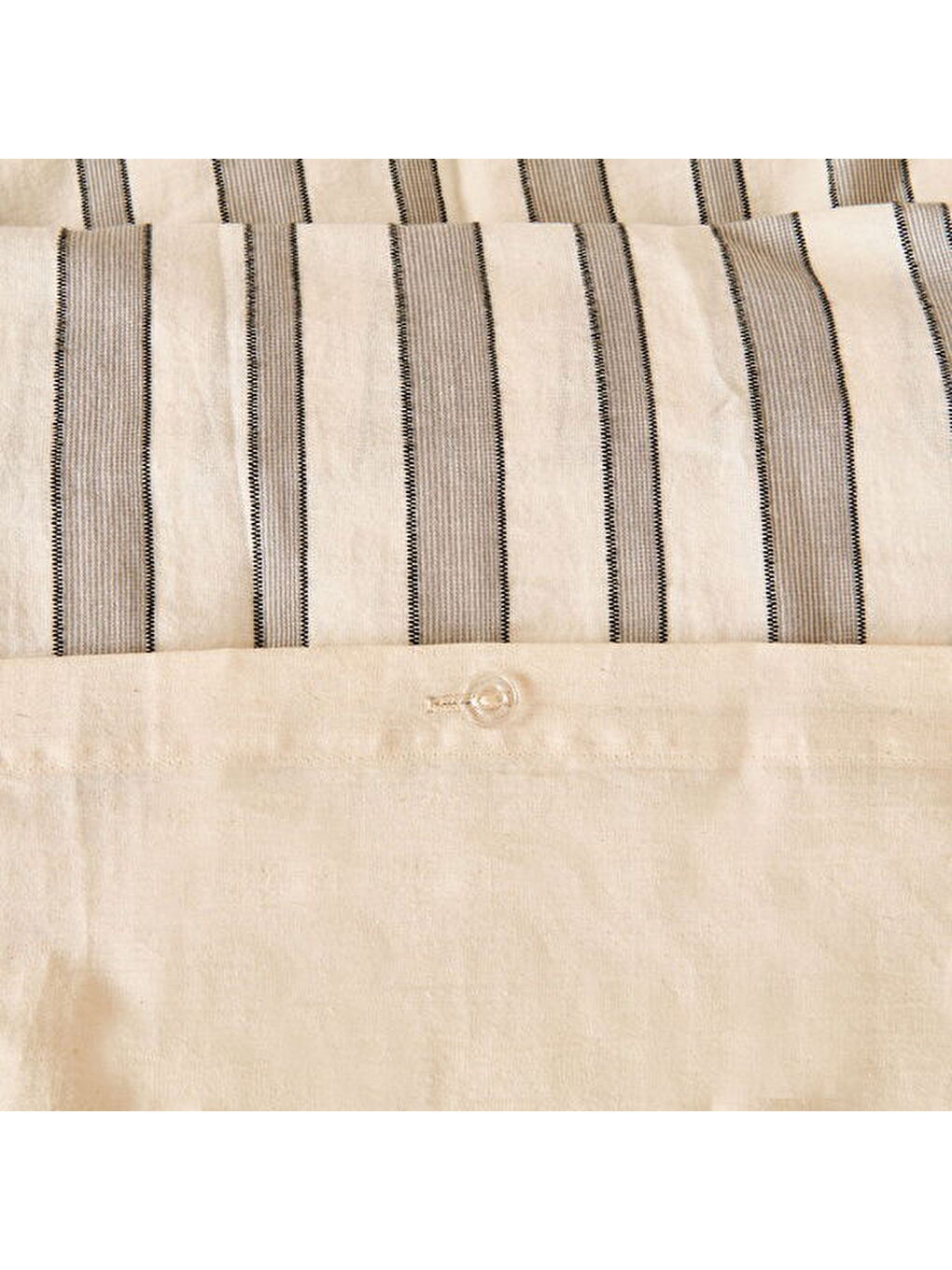 Siyah Soft Rene İpliği Boyalı Çift Kişilik Nevresim Takımı - Krem / Antrasit-3