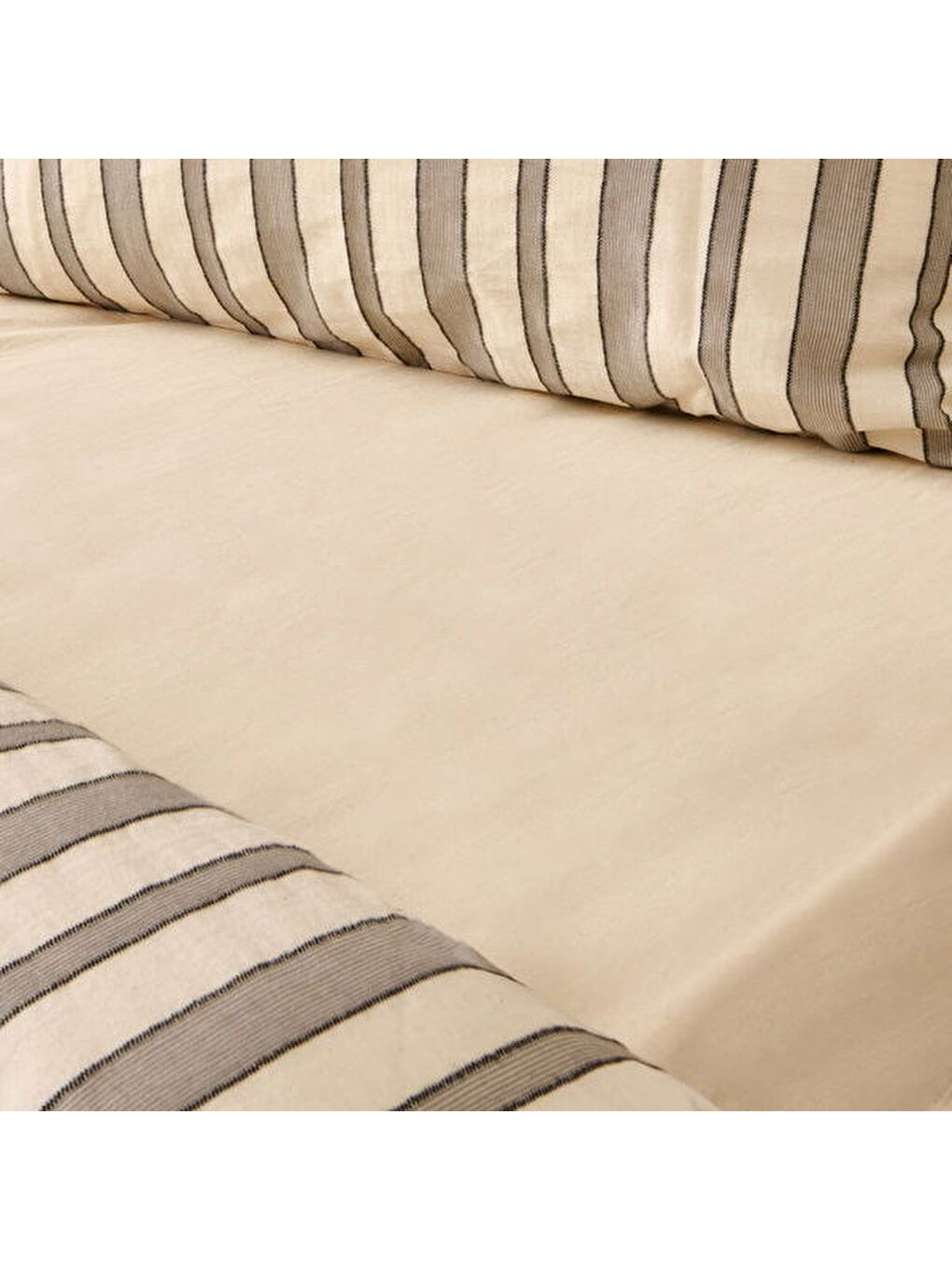 Siyah Soft Rene İpliği Boyalı Çift Kişilik Nevresim Takımı - Krem / Antrasit-4