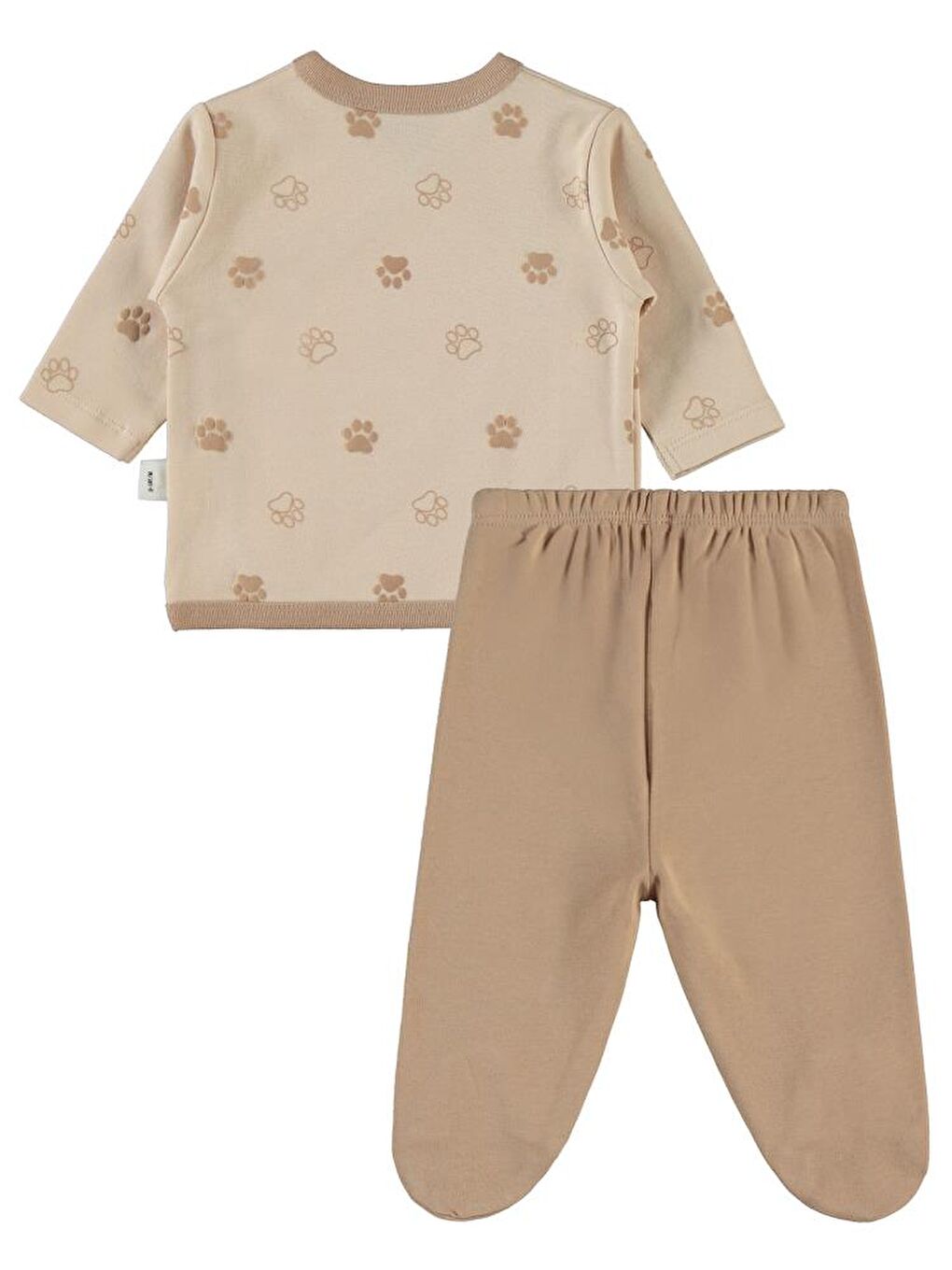 Bej Baby Pati Ayıcık Baskılı Zıbın Takımları-1