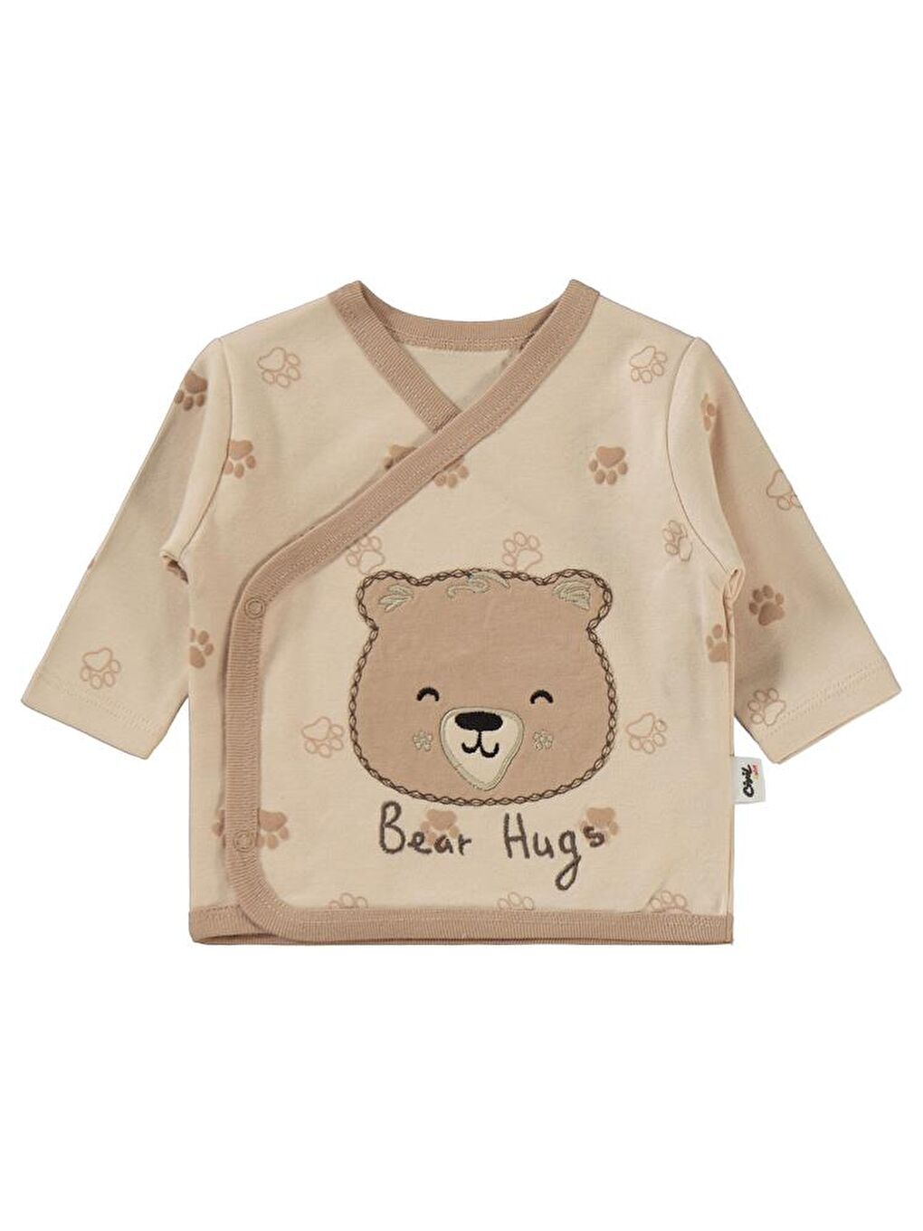 Bej Baby Pati Ayıcık Baskılı Zıbın Takımları-2