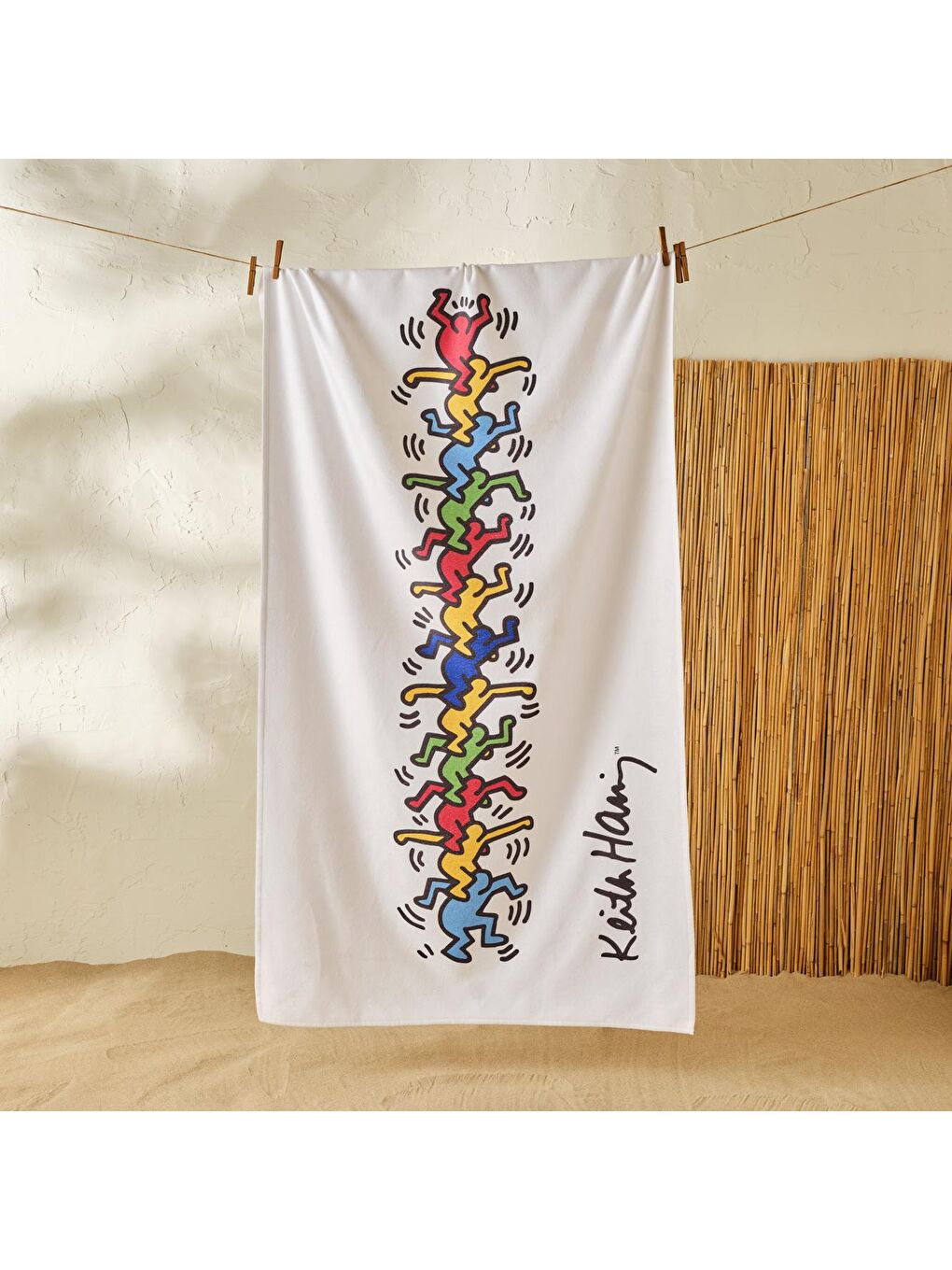 Bella Maison Karışık %100 Pamuklu Keith Haring Colored Plaj Havlusu (90x160)