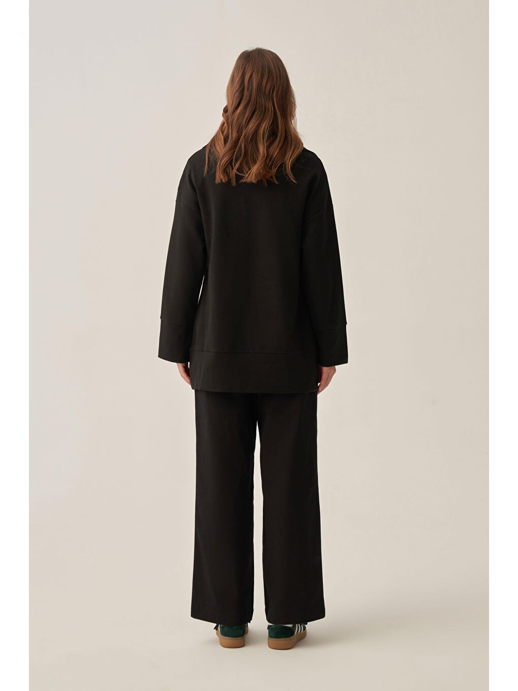 Siyah-Polo Yaka İnterlok Sweatshirt-2