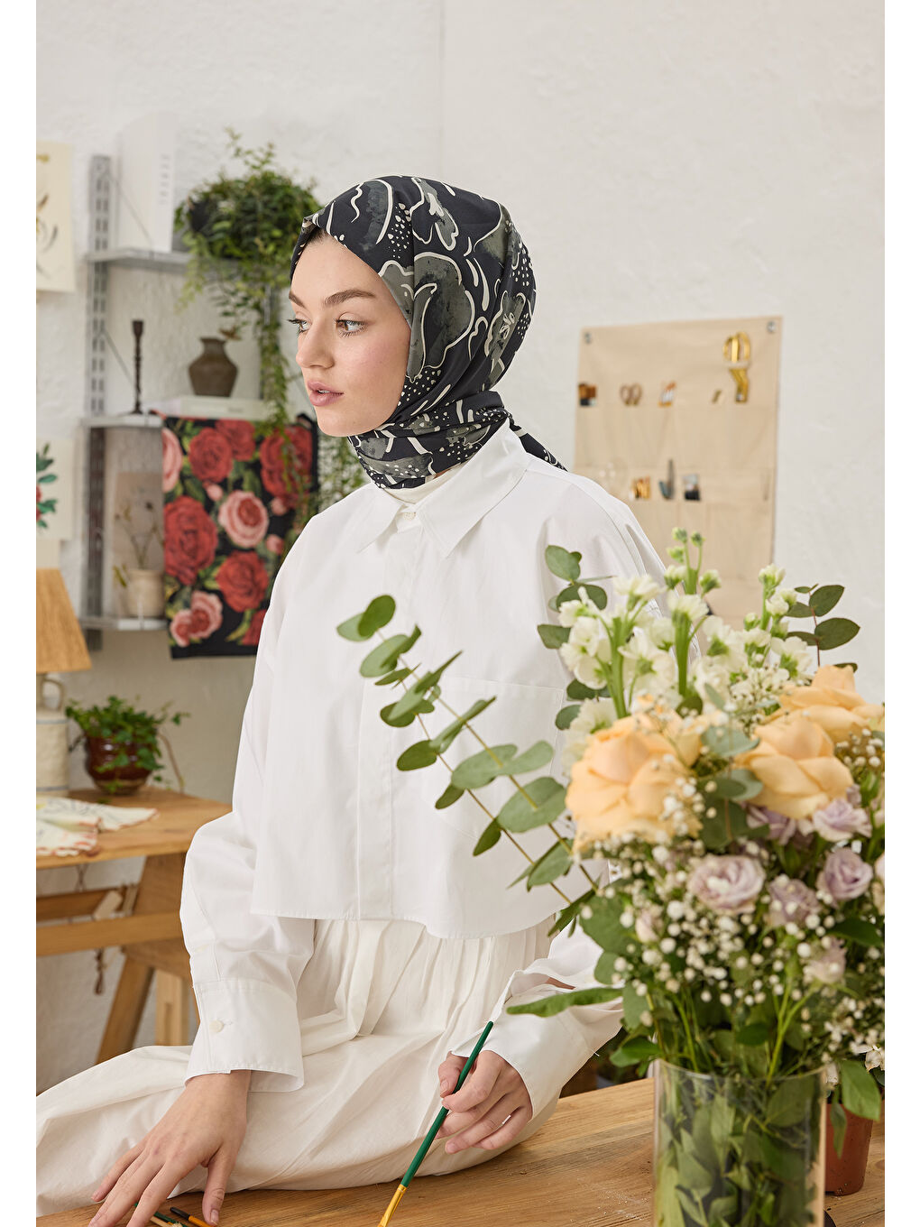 Arıa Desen Şal Siyah