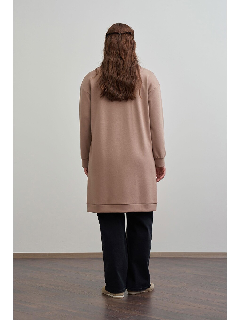 Bej Vizon-yumuşak Dokulu Nakışlı Sweatshirt-2