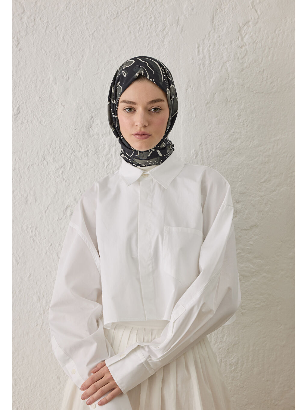 Arıa Desen Şal Siyah-3