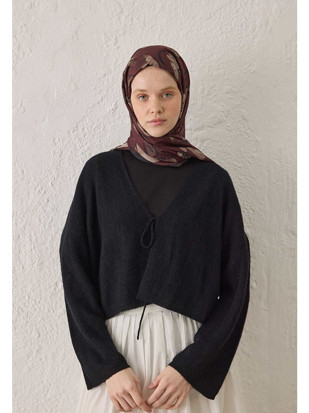 Arıa Desen Şal Bordo-3