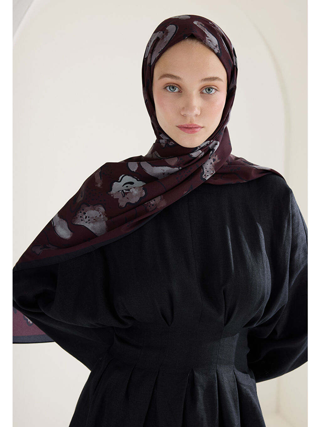 Arıa Desen Şal Bordo-4