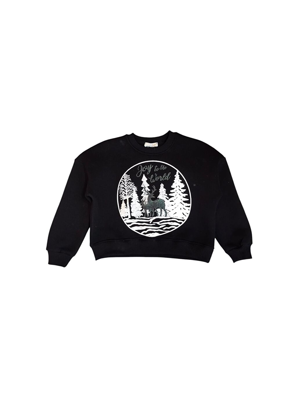 Little Star Siyah Kız Çocuk Kış Temalı Sweatshirt