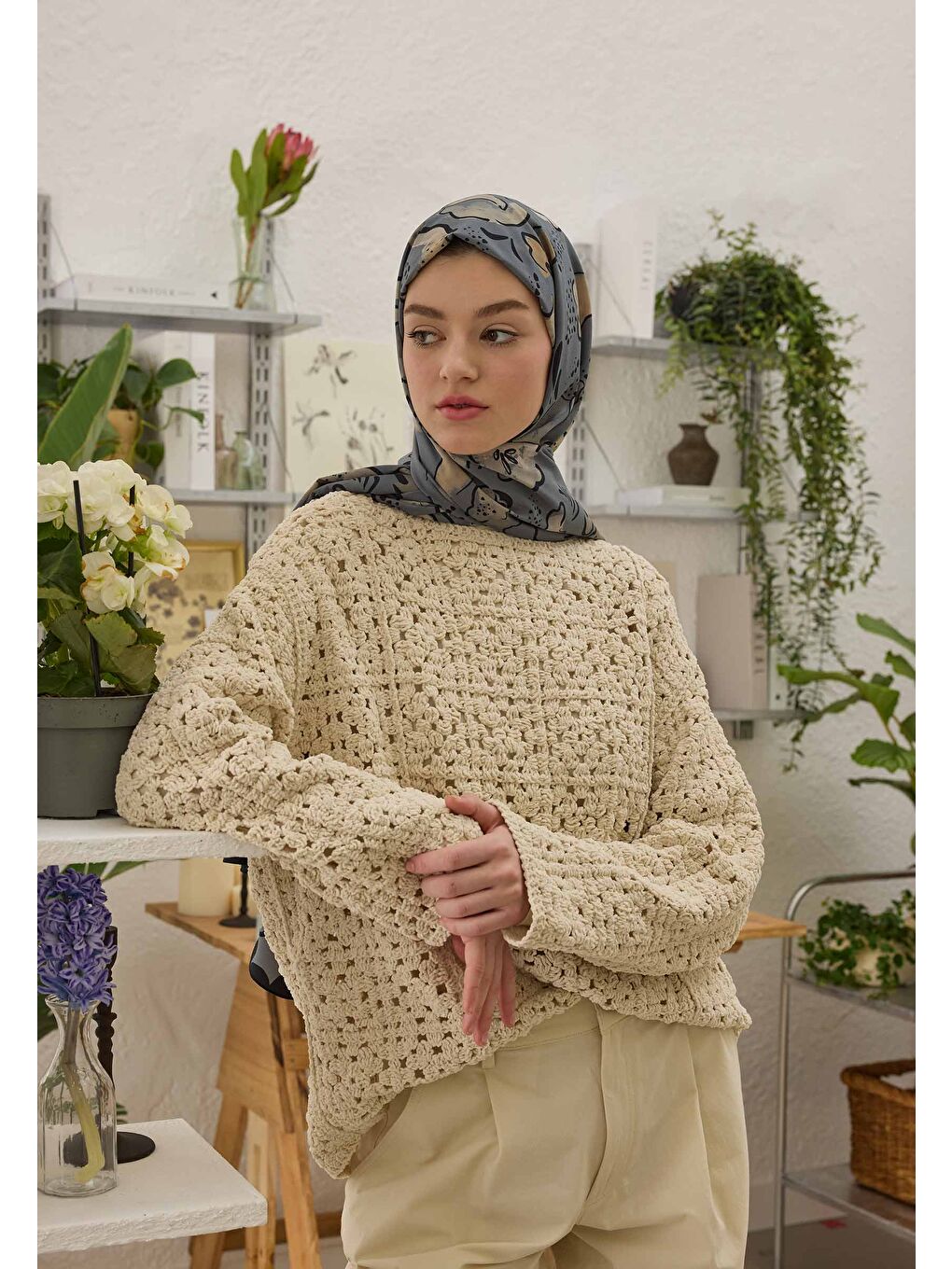 Arıa Desen Şal Mavi