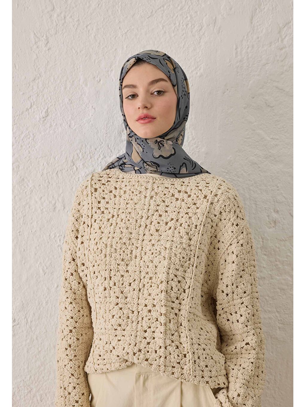 Arıa Desen Şal Mavi-2