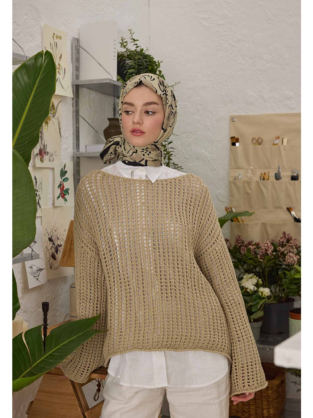 Arıa Desen Şal Çağla Yeşili-1