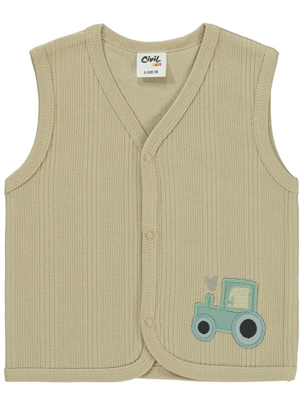 Kahverengi Baby Araba Aplikeli 6-18 Ay Yelek